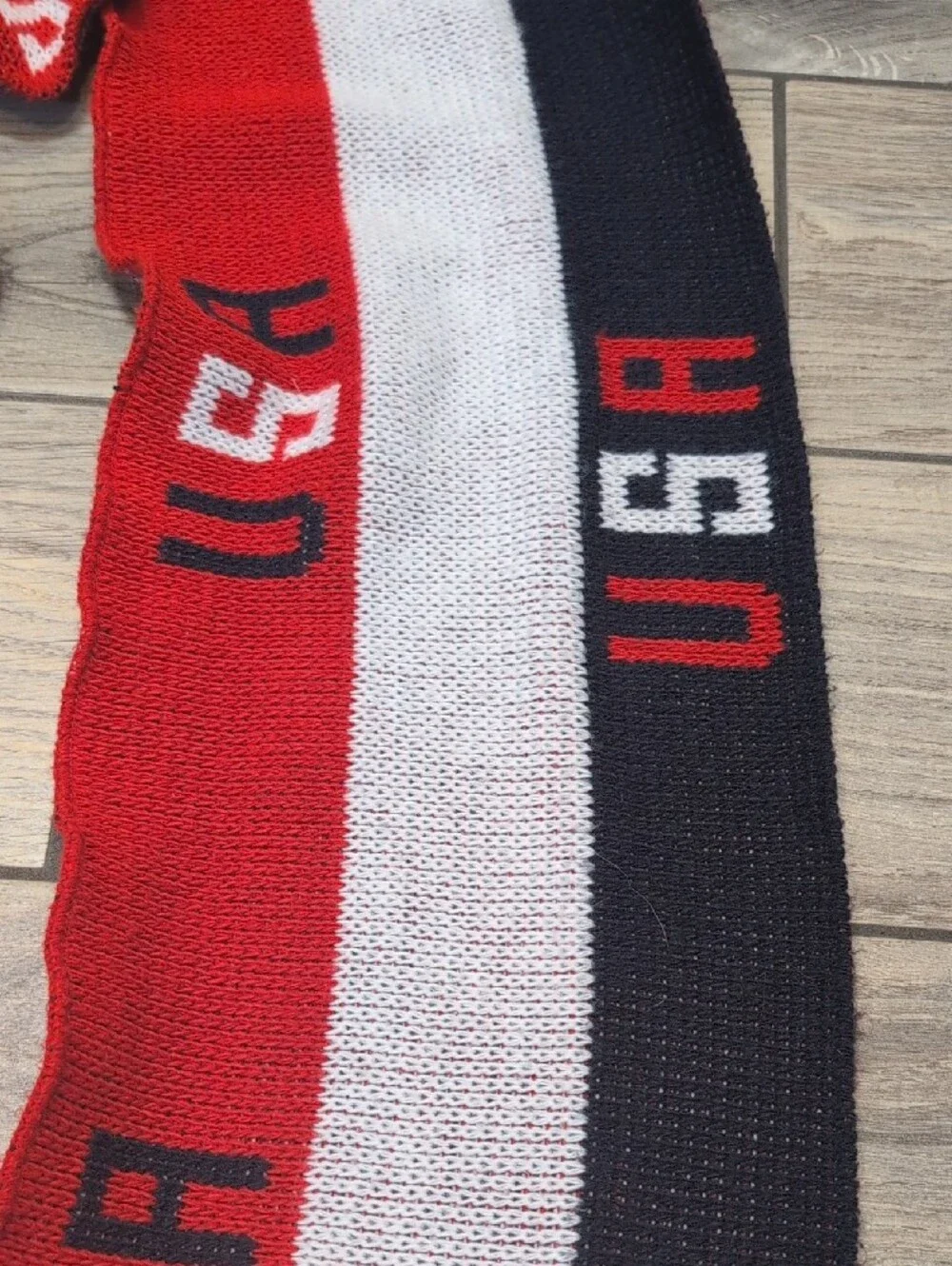Vintage Team USA Americana Patriotic Knit Scarf 4th Of July Winter Wear